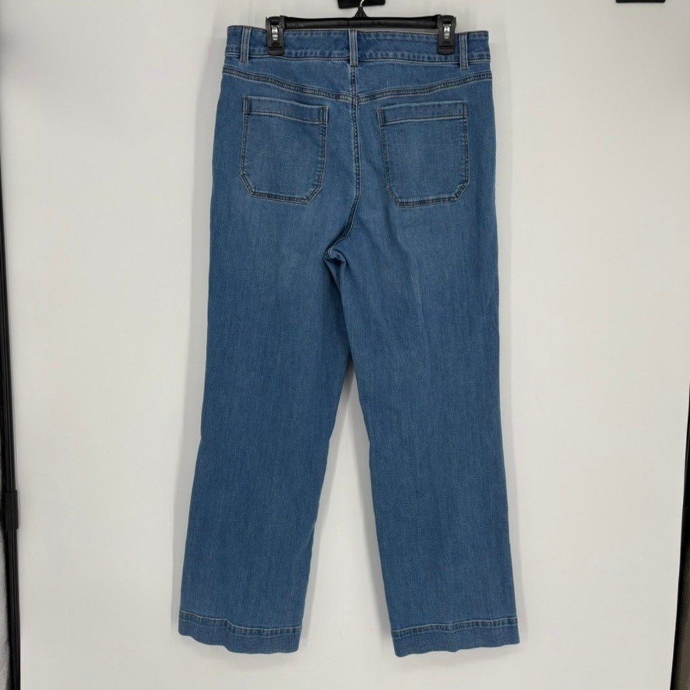 Talbots Jeans Womens 14 Blue Wide Leg High Rise Griffin Button Stretch Denim - Picture 5 of 10